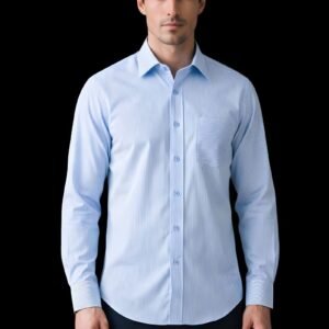Icy Blue Self Designed Pure Cotton Shirt