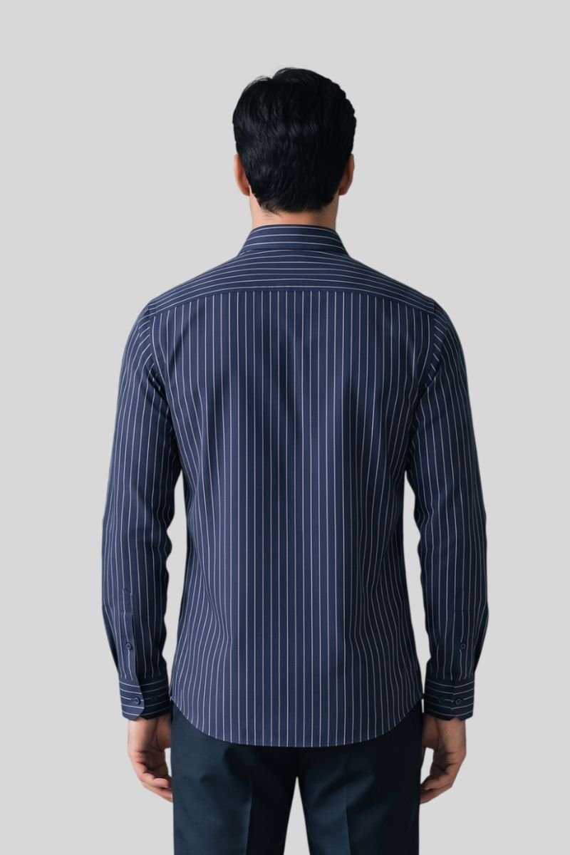 Blue Stripe Pure Cotton Shirt - Image 2