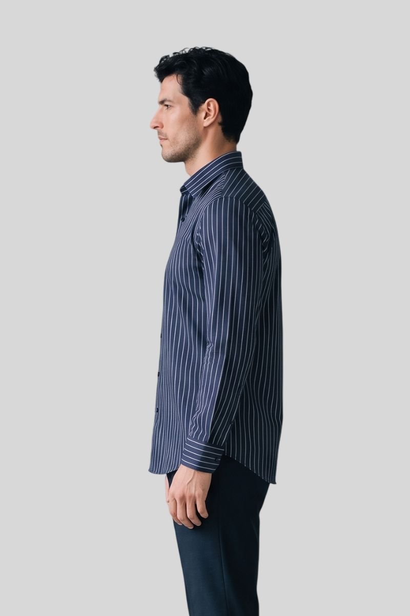 Blue Stripe Pure Cotton Shirt - Image 3