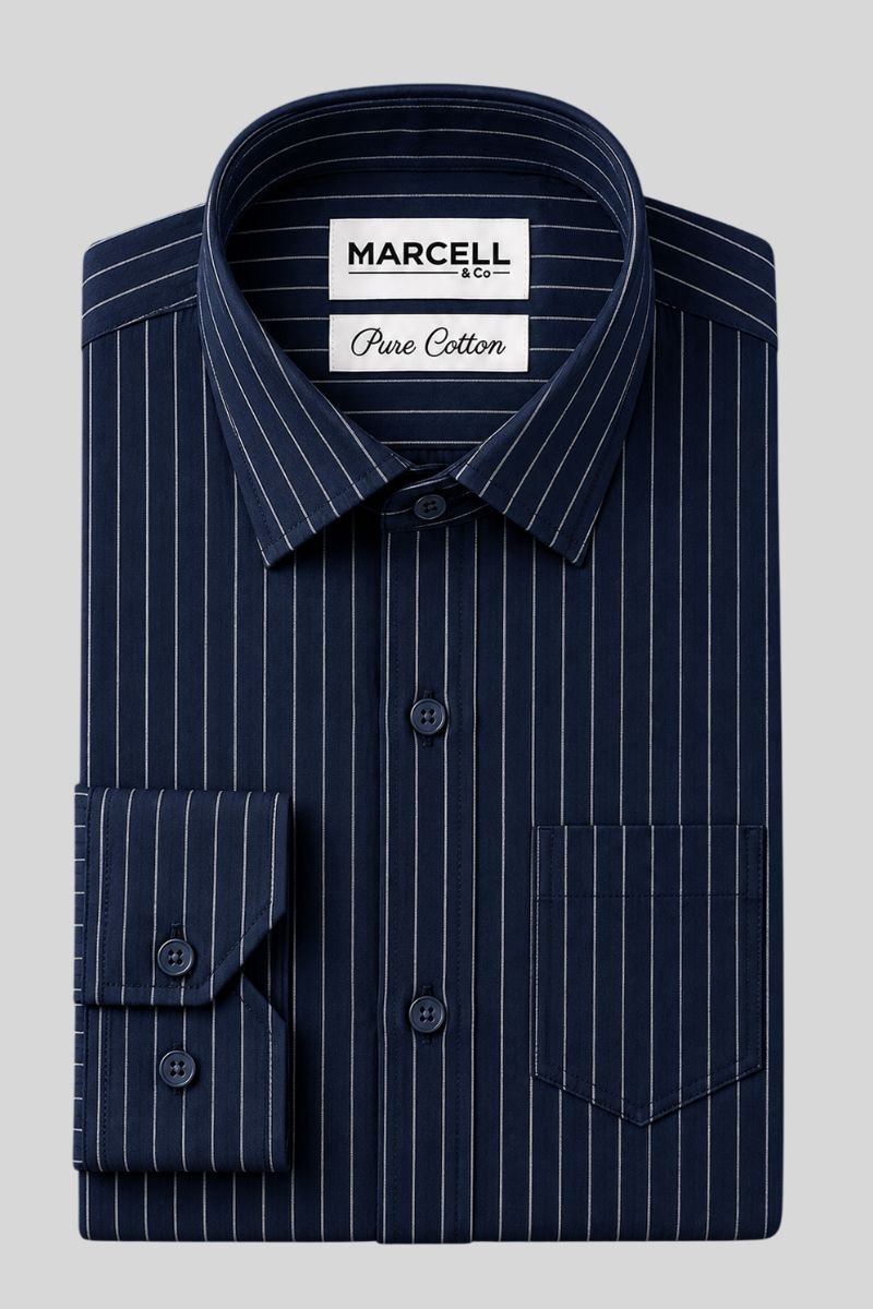 Blue Stripe Pure Cotton Shirt - Image 4