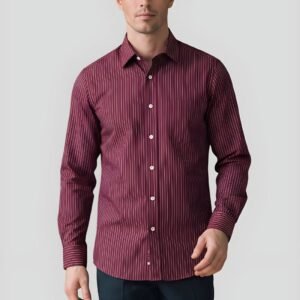 Maroon Stripe Pure Cotton Shirt