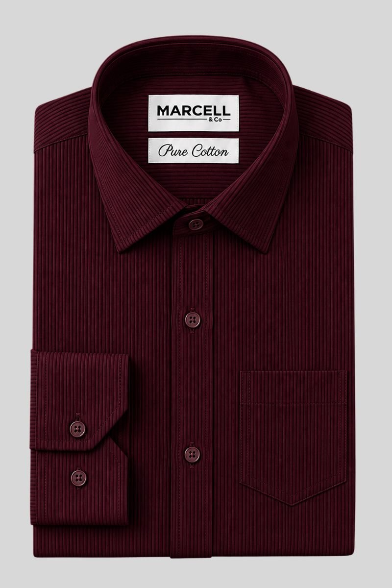 Maroon Self Designed Pure Cotton Shirt - Image 4